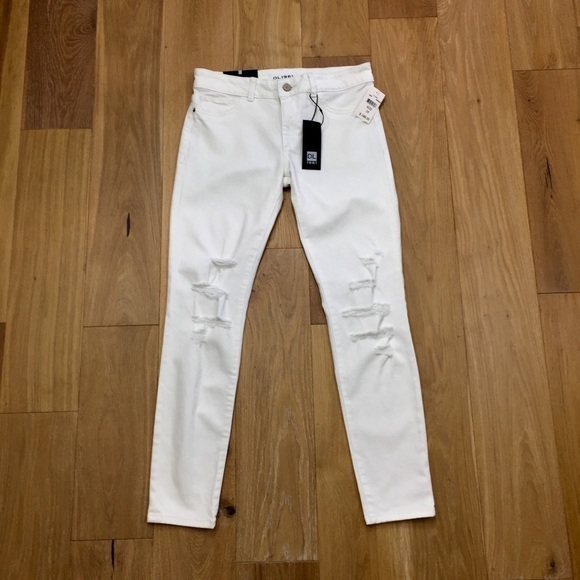 DL1961 Emma Power Legging Dawson White Skinny Destroyed Knee Jeans - Picture 2 of 10